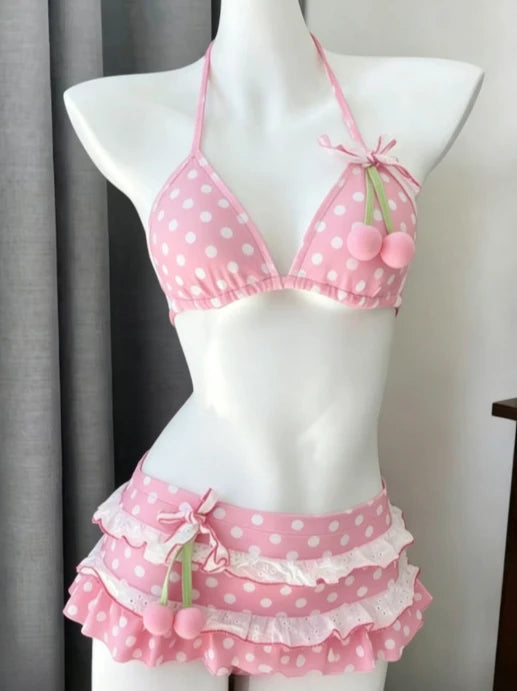 Trendy 2026 Print High Waist Fairy Sexy Sweet 4-Piece Bikini Set - Women's Split Swimwear Beach Vacation Summer Party & Holiday