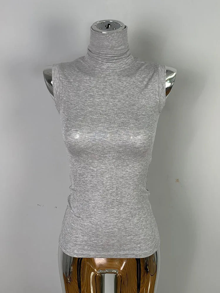 Women's Sexy Solid Halter Crop Top Sleeveless Turtleneck Camisole Summer Casual Fashion Tube Vest