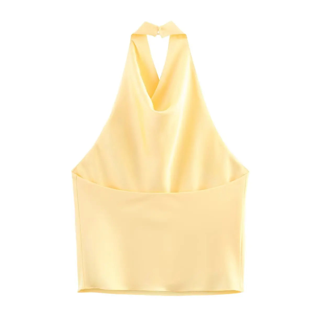 HH Spring Elegant Women Satin Halter Tops 2026 Summer Backless Off Shoulder Corset Vest Female Fashion Slim Crop Tank Top