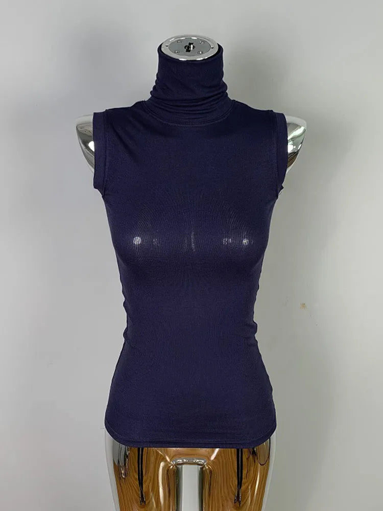 Women's Sexy Solid Halter Crop Top Sleeveless Turtleneck Camisole Summer Casual Fashion Tube Vest