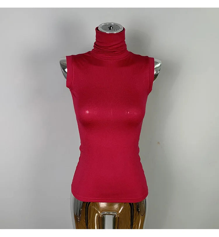 Women's Sexy Solid Halter Crop Top Sleeveless Turtleneck Camisole Summer Casual Fashion Tube Vest