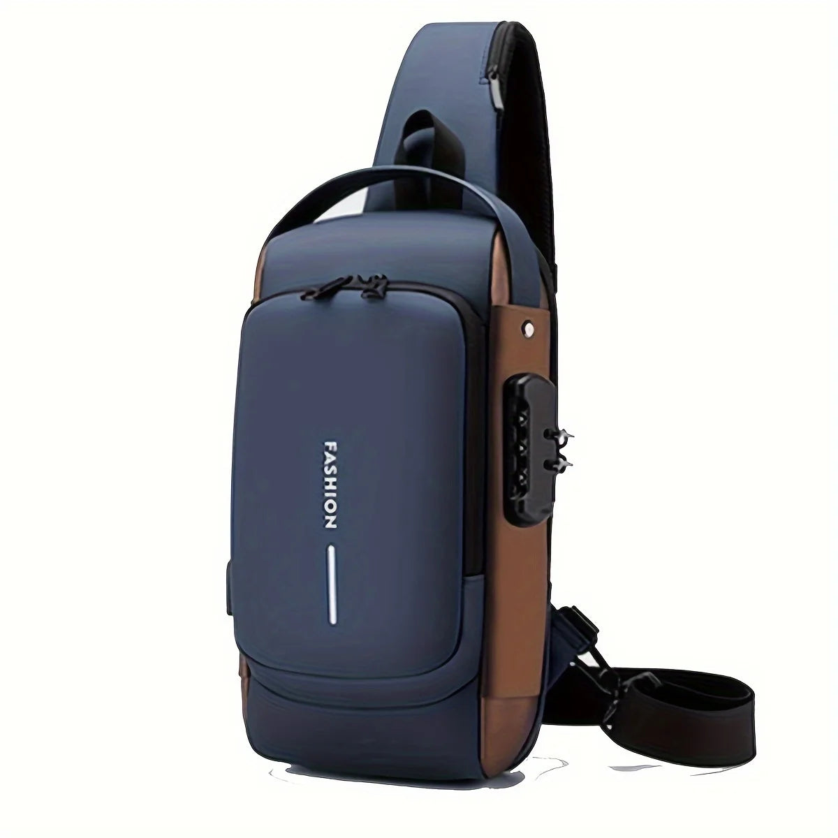 Men's Anti-Theft Password Lock Chest Bag Durable Fabric Adjustable Shoulder Strap Fashion Motorcycle Leisure Sport Crossbody Bag