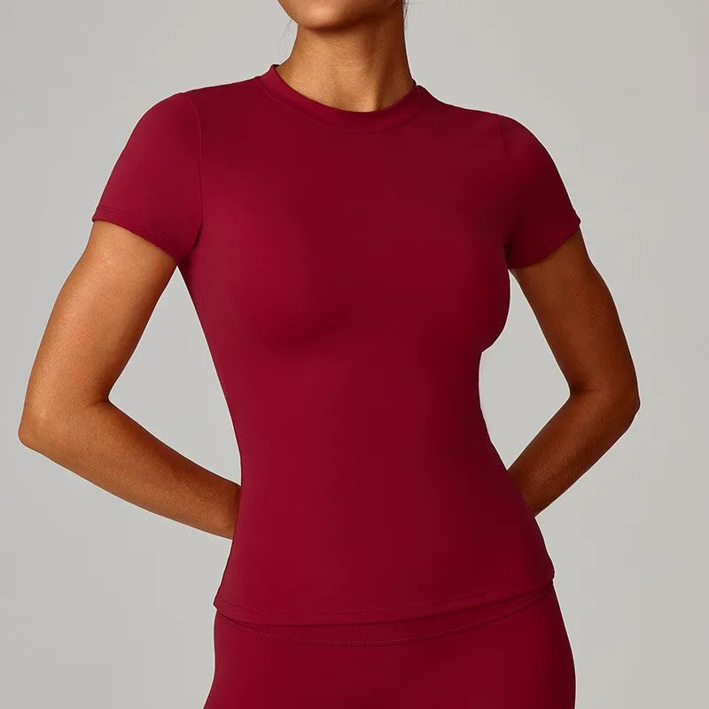 Women's Outdoor Sports Shirt Yoga Wear Fitness T-Shirt Quick Dry Running T-Shirt Workout Top Female Sportswear Exercise Clothing