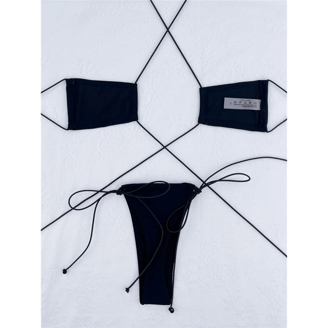 Sexy Halter Extreme Mini Micro Thong Bikini Women Swimwear Female Swimsuit Two-Pieces Bikini Set Bather Bathing Suit Swim K4595