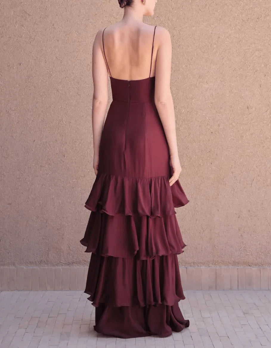 Women's French Deep V Tube Waist Dress Suspender Cake Dress Temperament Simple Style Sexy Solid Color Vestidos Spaghetti Strap